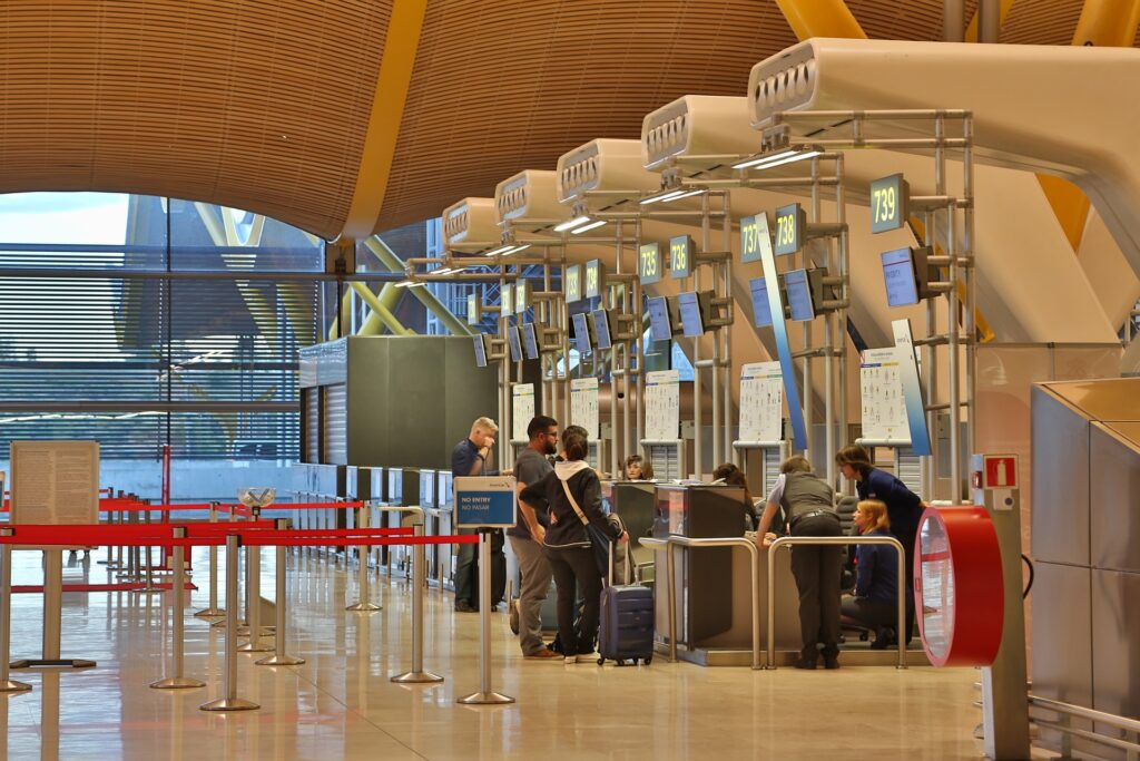 Passengers boarding a plane with a focus on comfort and efficiency.