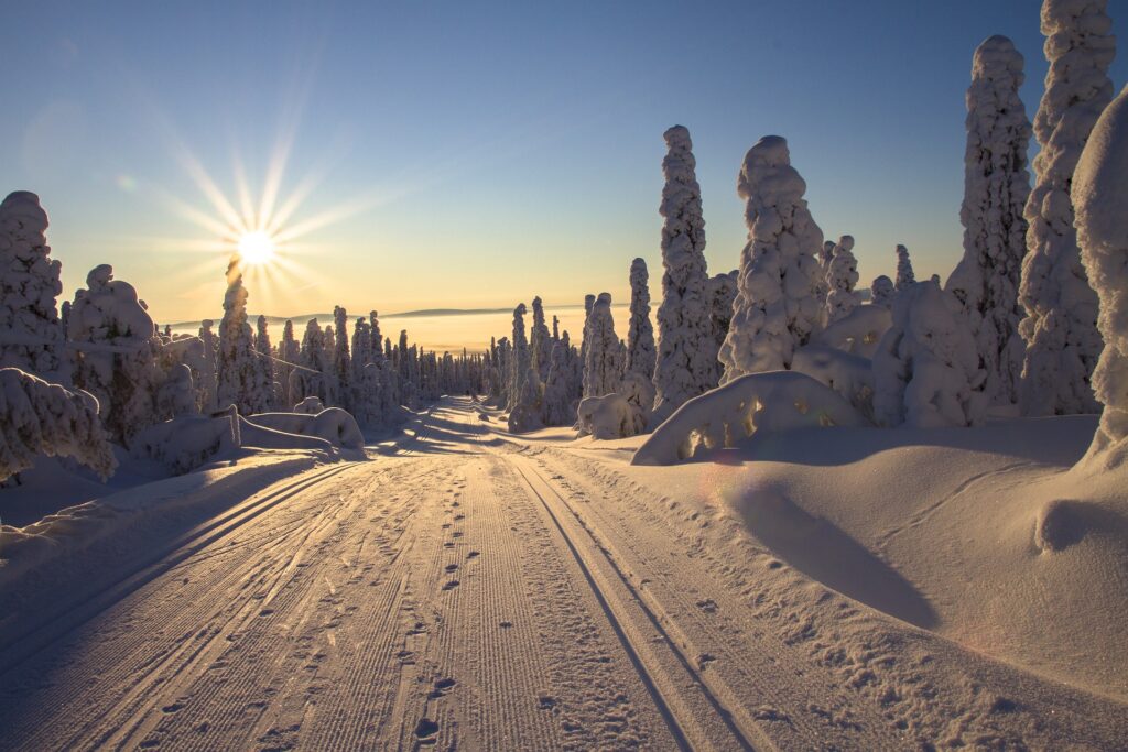 Scenic view of Lapland, Finland, showcasing its snowy landscapes and serene winter beauty.