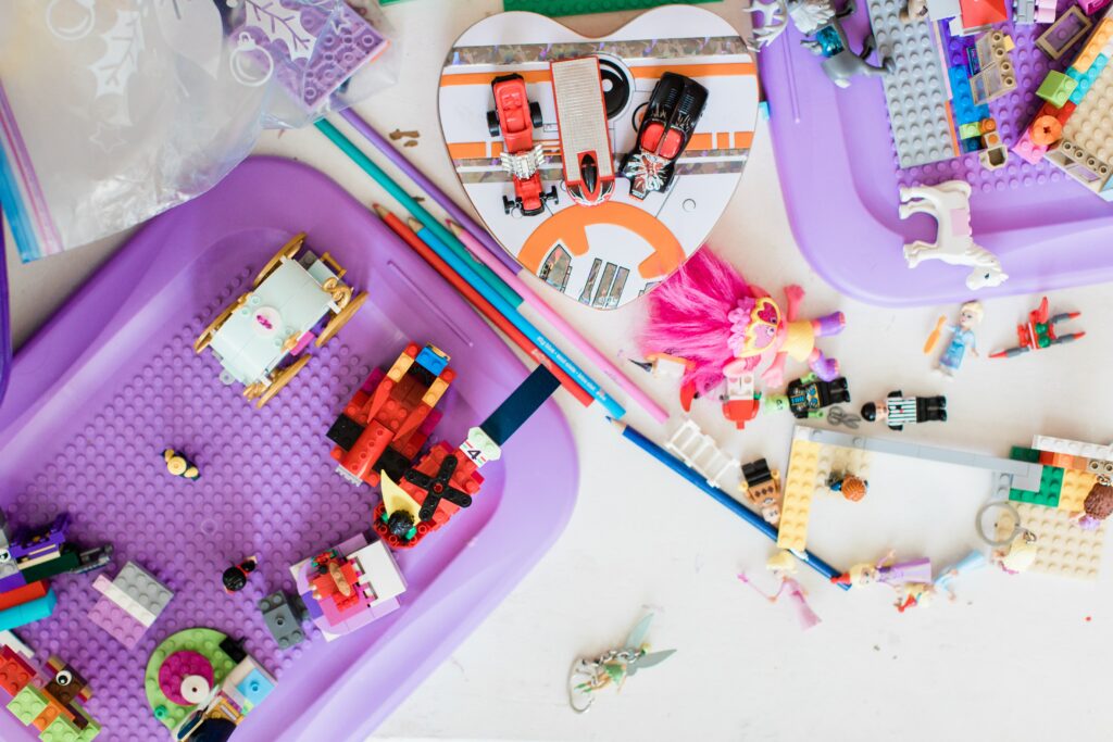 Children's toys inside a private jet.